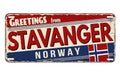 Greetings from Stavanger vintage rusty metal plate