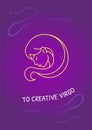 Greetings to creative virgo postcard with linear glyph icon