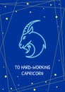 Greetings to hard working capricorn postcard with linear glyph icon