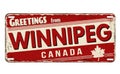 Greetings from Winnipeg vintage rusty metal plate