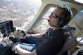 Greg Biffle pilots his helicopter