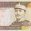 Gregorio Luperon portrait depicted on old twenty peso note Dominican republic money