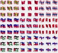 Grenada, Bahrain, Thailand, Haiti, Korea North, Peru, Palestine, Philippines, Netherlands Antilles. Big set of 81 flags. Royalty Free Stock Photo