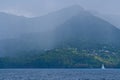 Grenada coastline in a rainstorm. Royalty Free Stock Photo