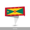 Grenada Country flag. Folded ribbon banner flag