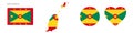 Grenada flag in different shapes icon set. Flat vector illustration Royalty Free Stock Photo