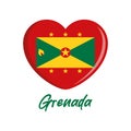 Flag of Grenada in heart shape icon vector Royalty Free Stock Photo