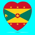 Grenada Flag In Heart Shape Vector Royalty Free Stock Photo