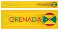 Grenada flag horizontal web banner in modern neomorphism style. Webpage Grenada island header button for mobile application or