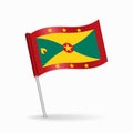 Grenada flag map pin pointer layout. Vector.
