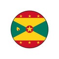 Grenada Circle Flag Vector Icon Button for North American Island Concepts.