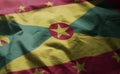 Grenada Flag Rumpled Close Up