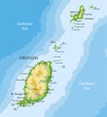 Grenada islands highly detailed physical map