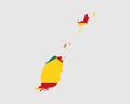 Grenada Map Flag. Map of Grenada with the Grenadian country banner. Vector Illustration