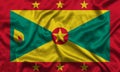 Grenada national flag background with fabric texture. Flag of Grenada waving in the wind. 3D illustration