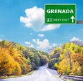 GRENADA road sign against clear blue sky