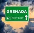 GRENADA road sign against clear blue sky