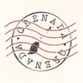 Grenada Stamp Map Postal. Silhouette Seal Roads and Streets. Passport Round Design. Vector Icon. Design Retro Travel National Symb