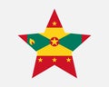 Grenada Star Flag. Grenadian Star Shape Flag. Gwenad Country National Banner Icon Symbol Vector