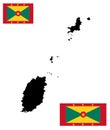 Grenada vector map silhouette and vector flag of Grenada.