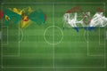 Grenada vs Paraguay Soccer Match, national colors, national flags, soccer field, football game, Copy space