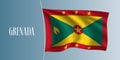 Grenada waving flag vector illustration. Iconic design element