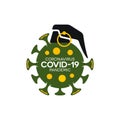 Grenade Bomb Virus Icon with Coronavirus Covid-19 Lettering