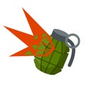 Grenade explosion. Vector Green bomb