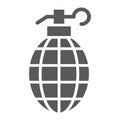 Grenade glyph icon, weapon and army, bomb sign, vector graphics, a solid pattern on a white background.
