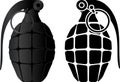 Grenade and grenade stencil Royalty Free Stock Photo