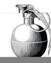 Grenade hand draw vintage style black and white clip art isolated on white background