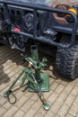 Grenade infantry.automatic grenade launcher on fighting position.Put on the grass Royalty Free Stock Photo