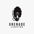 Grenade and lighting bulb logo icon vector template