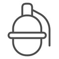 Grenade line icon. Hand bomb, frag grenades symbol, outline style pictogram on white background. Warfare or military Royalty Free Stock Photo