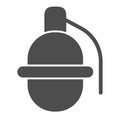 Grenade solid icon. Hand bomb, frag grenades symbol, glyph style pictogram on white background. Warfare or military item Royalty Free Stock Photo