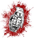 Grenade with splattered blood Royalty Free Stock Photo