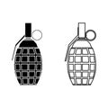 Grenade vector icon set. weapon illustration sign collection. army symbol or logo.