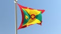 Grenadian flag on flagpole waving in the wind. Grenada national flag. 3d render.