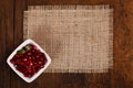 Grenadine seeds in white plate