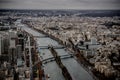 Bridges across Seine river in Paris high view