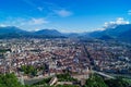 Grenoble - Aerial view of Grenoble old town seen from Bastille Fort, Auvergne-Rhone-Alpes region, France, Europe Royalty Free Stock Photo