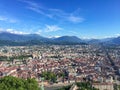 Grenoble - Aerial View Of Grenoble Old Town Seen From Bastille Fort, Auvergne-Rhone-Alpes Region, France, Europe