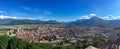 Grenoble - Aerial View Of Grenoble Old Town Seen From Bastille Fort, Auvergne-Rhone-Alpes Region, France, Europe
