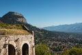 Grenoble City Panoramic View from Bastille Fortification Royalty Free Stock Photo