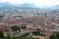 View from Bastilla mountain upon Grenoble city and french Hautes Alpes Royalty Free Stock Photo
