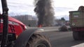 GRENOBLE, FRANCE - JANUARY 26, 2024. Roadblock by French farmers on a major highway