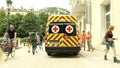 GRENOBLE, FRANCE - JULY 1, 2023. Rear side of an emergency vehicle of the French Red Cross organization