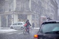 Grenoble, France at Winter Snowstorm