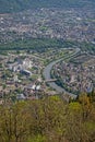 Grenoble and Isere river bends from above