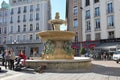 Grenoble old city fountain on Place Grenette. France